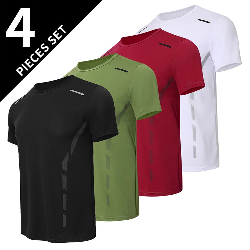 1/3/4 Pieces Summer Men's Printed Quick-drying Breathable Short-sleeved Plus Size Loose Sports Casual T-shirt Multicolor Choice