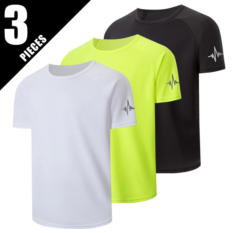 1/3/4 Pieces Summer Men's Printed Quick-drying Breathable Short-sleeved Plus Size Loose Sports Casual T-shirt Multicolor Choice