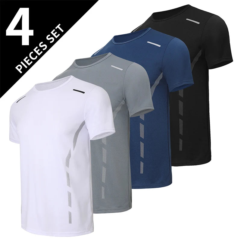 1/3/4 Pieces Summer Men's Printed Quick-drying Breathable Short-sleeved Plus Size Loose Sports Casual T-shirt Multicolor Choice