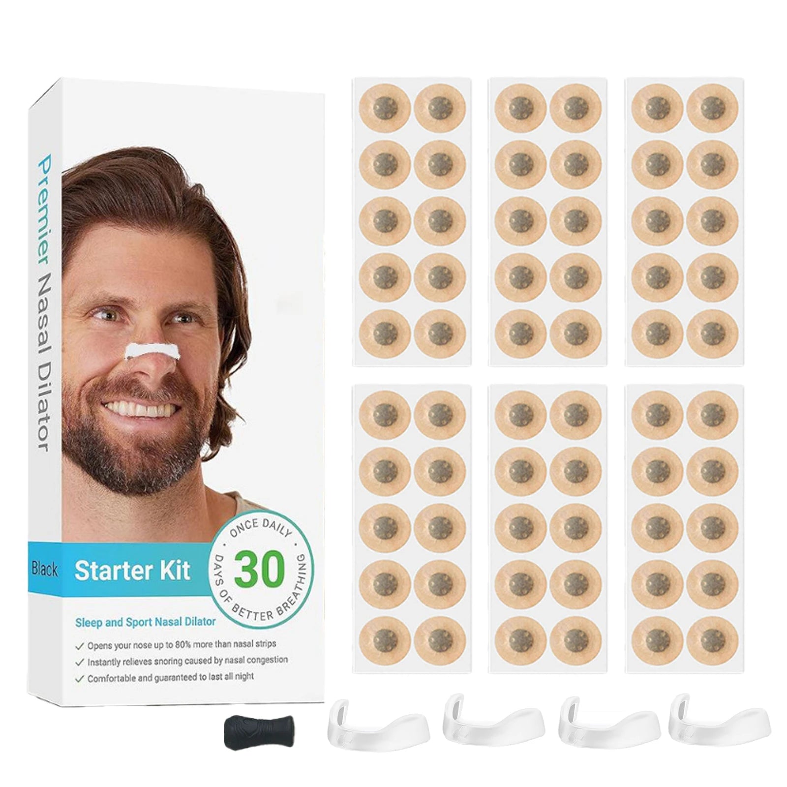 60PCS Sport Nasal Dilator Sleep Nasal Breathing Dilators Starter Kit Nose Breathe Strips Magnetic Nasal Strips Reduce Snoring